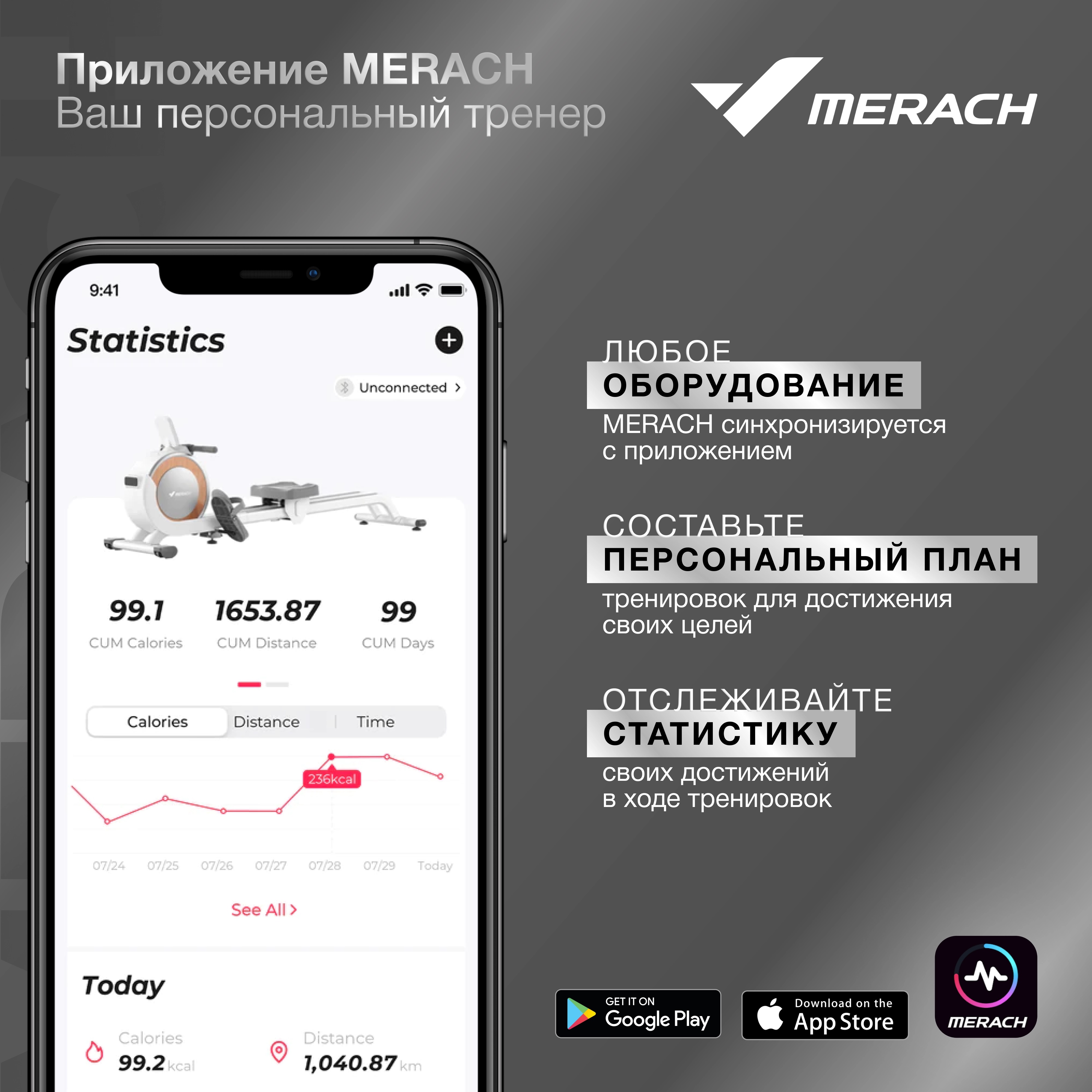 Гребной тренажер MERACH MR-950W1Z