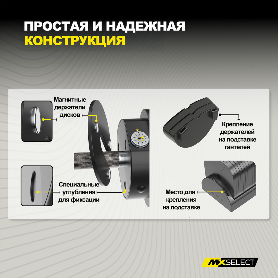Веса дополнительные для гантелей MX Select, 1.13 кг, 4 шт с держателем
